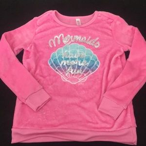 Pink pajama shirt. “Mermaids have more fun”